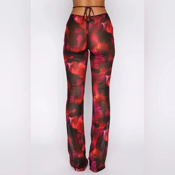 WHITE FOX RHYTHM OF THE NIGHT BUSTIER AND PANT SET IN PINK FLAME PRINT - Picture 5 of 15